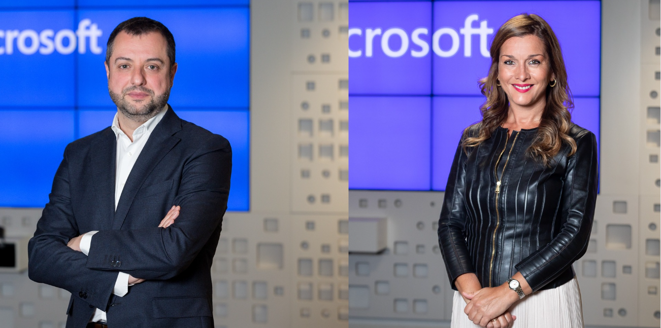 David Hernández, nuevo director de Grandes Empresas, y de Silvia Hernández como directora de Clientes Estratégicos y Globales de Microsoft España.