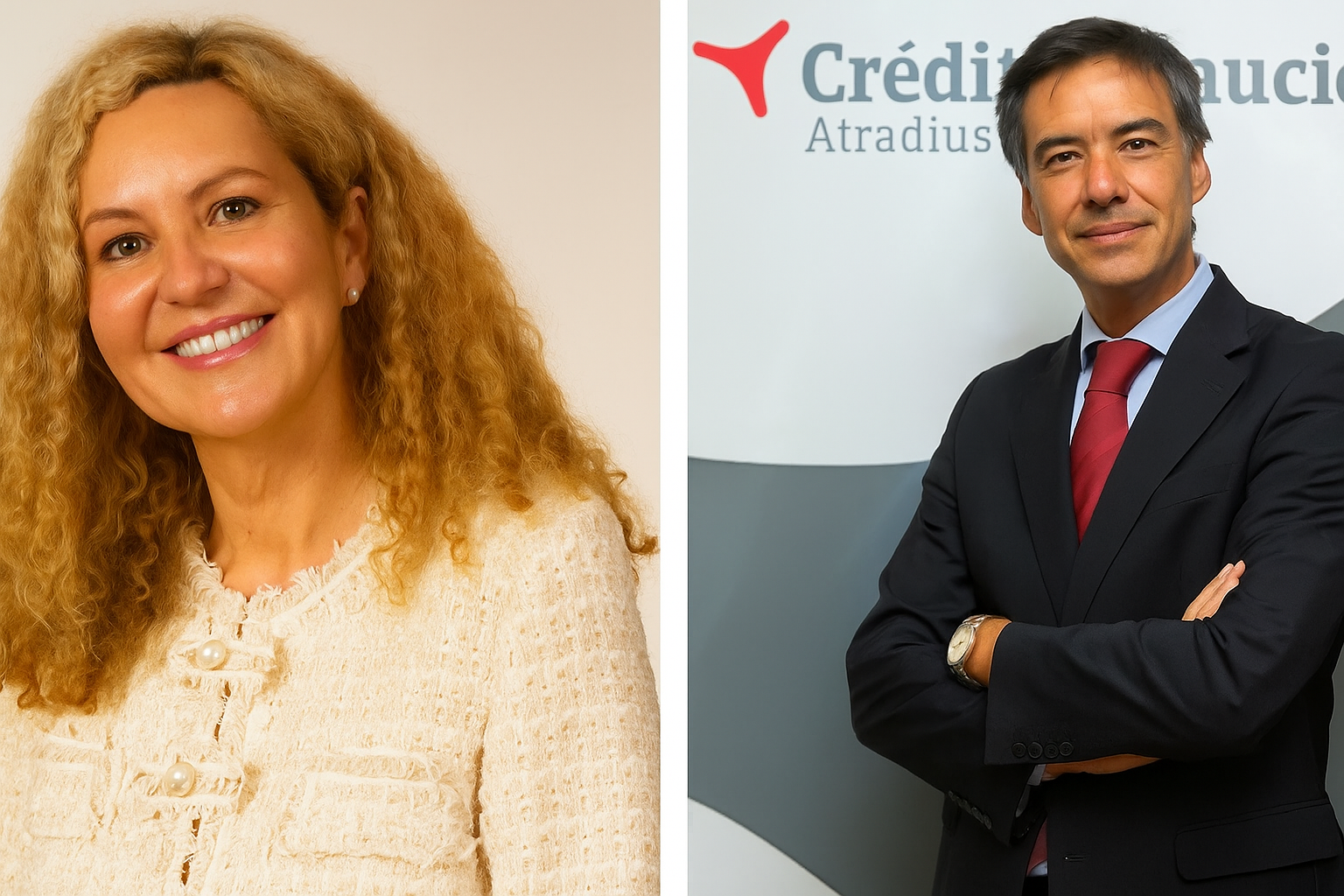 Marta Nodal directora de Marketing en Europa y a David Ruiz director de España de Crédito y Caución